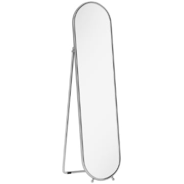 SPECCHIO A FIGURA INTERA DA TERRA CON SUPPORTO PIEGHEVOLE, VETRO E METALLO, 40X4X160 CM, ARGENTO