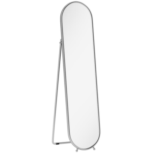 SPECCHIO A FIGURA INTERA DA TERRA CON SUPPORTO PIEGHEVOLE, VETRO E METALLO, 40X4X160 CM, ARGENTO