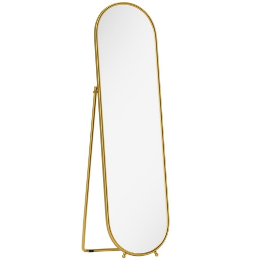 SPECCHIO A FIGURA INTERA DA TERRA CON SUPPORTO PIEGHEVOLE, VETRO E METALLO, 50X4X180 CM, ORO
