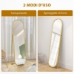 SPECCHIO A FIGURA INTERA DA TERRA CON SUPPORTO PIEGHEVOLE, VETRO E METALLO, 50X4X180 CM, ORO