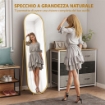 SPECCHIO A FIGURA INTERA DA TERRA CON SUPPORTO PIEGHEVOLE, VETRO E METALLO, 50X4X180 CM, ORO