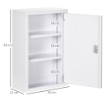 ARMADIETTO MEDICINALI A 3 RIPIANI CON SERRATURA E 2 CHIAVI, IN ACCIAIO, 30X14X46 CM, BIANCO