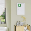 ARMADIETTO MEDICINALI A 3 RIPIANI CON SERRATURA E 2 CHIAVI, IN ACCIAIO, 30X14X46 CM, BIANCO