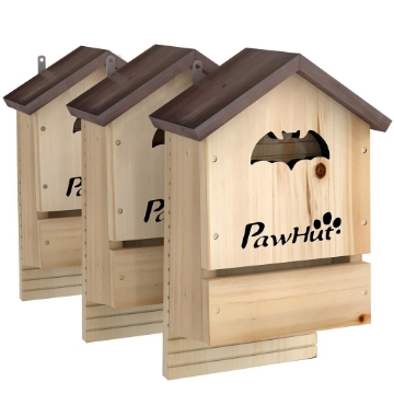 SET DI 3 CASETTE PER PIPISTRELLI IN LEGNO DI ABETE, 21.5X11.5X34 CM, LEGNO NATURALE