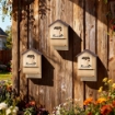SET DI 3 CASETTE PER PIPISTRELLI IN LEGNO DI ABETE, 21.5X11.5X34 CM, LEGNO NATURALE