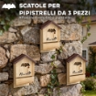 SET DI 3 CASETTE PER PIPISTRELLI IN LEGNO DI ABETE, 21.5X11.5X34 CM, LEGNO NATURALE