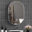 SPECCHIO BAGNO OVALE DA PARETE CON CORNICE IN ALLUMINIO, VERTICALE O ORIZZONTALE, 60X90 CM, ARGENTO