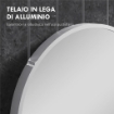 SPECCHIO BAGNO OVALE DA PARETE CON CORNICE IN ALLUMINIO, VERTICALE O ORIZZONTALE, 60X90 CM, ARGENTO