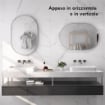 SPECCHIO BAGNO OVALE DA PARETE CON CORNICE IN ALLUMINIO, VERTICALE O ORIZZONTALE, 60X90 CM, ARGENTO