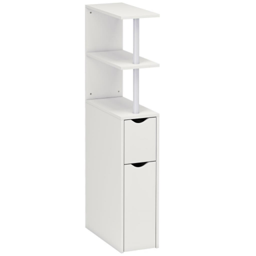 COLONNA BAGNO SALVASPAZIO CON 2 CASSETTI E RIPIANI APERTI, 20X45X115 CM, BIANCO
