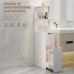COLONNA BAGNO SALVASPAZIO CON 2 CASSETTI E RIPIANI APERTI, 20X45X115 CM, BIANCO