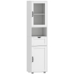 COLONNA BAGNO IN LEGNO CON 2 ARMADIETTI, CASSETTO E RIPIANO APERTO, 40X30X165 CM, BIANCO