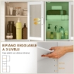 COLONNA BAGNO IN LEGNO CON 2 ARMADIETTI, CASSETTO E RIPIANO APERTO, 40X30X165 CM, BIANCO