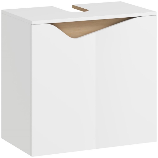 MOBILE SOTTOLAVABO CON 2 ANTE AMMORTIZZATE PER LAVABO SENZA PIEDISTALLO, 60X35X57.9 CM, BIANCO
