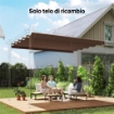 TETTO PER GAZEBO PERGOLA CON 10 FORI DI DRENAGGIO IN POLIESTERE, 250X255 CM, PER PERGOLA 3X3M, CAFFÈ