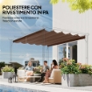 TETTO PER GAZEBO PERGOLA CON 10 FORI DI DRENAGGIO IN POLIESTERE, 250X255 CM, PER PERGOLA 3X3M, CAFFÈ