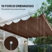 TETTO PER GAZEBO PERGOLA CON 10 FORI DI DRENAGGIO IN POLIESTERE, 250X255 CM, PER PERGOLA 3X3M, CAFFÈ