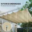 TETTO PER GAZEBO PERGOLA CON 10 FORI DI DRENAGGIO IN POLIESTERE, 250X255 CM, PER PERGOLA 3X3M, CREMA