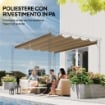 TETTO PER GAZEBO PERGOLA CON 10 FORI DI DRENAGGIO IN POLIESTERE, 350X260 CM, PER PERGOLA 4X3M, MARRONE CHIARO