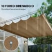 TETTO PER GAZEBO PERGOLA CON 10 FORI DI DRENAGGIO IN POLIESTERE, 350X260 CM, PER PERGOLA 4X3M, MARRONE CHIARO