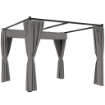 PERGOLA DA GIARDINO CON TETTO RETRATTILE E TENDE, IN METALLO E POLIESTERE, 300X300X227 CM, GRIGIO CHIARO