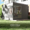 PERGOLA DA GIARDINO CON TETTO RETRATTILE E TENDE, IN METALLO E POLIESTERE, 300X300X227 CM, GRIGIO CHIARO