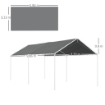 COPERTURA DI RICAMBIO 6X3 M IN PE GRIGIO SCURO ANTI-UV PER CARPORT AUTO CON CORDE ELASTICHE