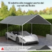 COPERTURA DI RICAMBIO 6X3 M IN PE GRIGIO SCURO ANTI-UV PER CARPORT AUTO CON CORDE ELASTICHE