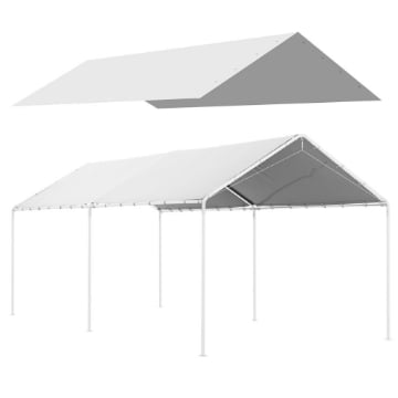 COPERTURA DI RICAMBIO 6X3 M IN PE BIANCO ANTI-UV PER CARPORT AUTO CON CORDE ELASTICHE