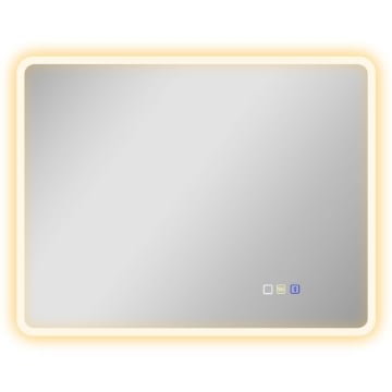 SPECCHIO DA BAGNO LED BLUETOOTH, CON INTERRUTTORE TOUCH, LUCE REGOLABILE, 3 COLORI, ANTI-APPANNAMENTO, 70 X 90 CM, ARGENTO