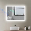 SPECCHIO DA BAGNO LED BLUETOOTH, CON INTERRUTTORE TOUCH, LUCE REGOLABILE, 3 COLORI, ANTI-APPANNAMENTO, 70 X 90 CM, ARGENTO