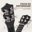 UKULELE PER PRINCIPIANTI DA 21 POLLICI IN LEGNO CON CORDE IN NYLON, PLETTRO E CORDA DI RICAMBIO, NERO