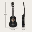 UKULELE PER PRINCIPIANTI DA 21 POLLICI IN LEGNO CON CORDE IN NYLON, PLETTRO E CORDA DI RICAMBIO, NERO