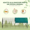 GABBIA PER CONIGLI DA ESTERNO E INTERNO A CASETTA CON TETTUCCIO, 185X75X75 CM, VERDE