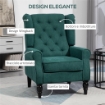 POLTRONA PER SALOTTO IN STILE FRANCESE CON SEDUTA IMBOTTITA E CUSCINI, IN POLIESTERE, 74X86X102 CM, VERDE SCURO