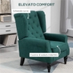 POLTRONA PER SALOTTO IN STILE FRANCESE CON SEDUTA IMBOTTITA E CUSCINI, IN POLIESTERE, 74X86X102 CM, VERDE SCURO