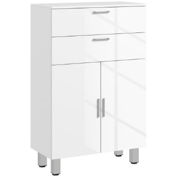 MOBILE BAGNO CON 2 CASSETTI E ARMADIETTO CON RIPIANO REGOLABILE, IN LEGNO, 60X30X93 CM, BIANCO