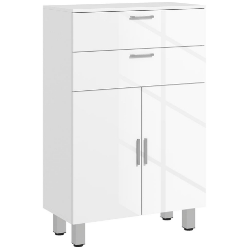 MOBILE BAGNO CON 2 CASSETTI E ARMADIETTO CON RIPIANO REGOLABILE, IN LEGNO, 60X30X93 CM, BIANCO