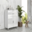 MOBILE BAGNO CON 2 CASSETTI E ARMADIETTO CON RIPIANO REGOLABILE, IN LEGNO, 60X30X93 CM, BIANCO