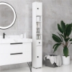 MOBILE COLONNA BAGNO CON CASSETTO, 2 ARMADIETTI E 4 RIPIANI APERTI, IN LEGNO, 20X20X180 CM, BIANCO
