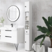 MOBILE COLONNA BAGNO CON CASSETTO, 2 ARMADIETTI E 4 RIPIANI APERTI, IN LEGNO, 20X20X180 CM, BIANCO
