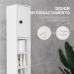 MOBILE COLONNA BAGNO CON CASSETTO, 2 ARMADIETTI E 4 RIPIANI APERTI, IN LEGNO, 20X20X180 CM, BIANCO