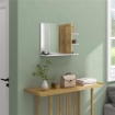 SPECCHIERA BAGNO MODERNA DA PARETE A 4 RIPIANI IN LEGNO, 45X15X58.5CM, BIANCO