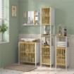 SPECCHIERA BAGNO MODERNA DA PARETE A 4 RIPIANI IN LEGNO, 45X15X58.5CM, BIANCO