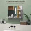 SPECCHIERA BAGNO MODERNA DA PARETE A 4 RIPIANI IN LEGNO, 45X15X58.5CM, BIANCO