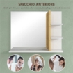 SPECCHIERA BAGNO MODERNA DA PARETE A 4 RIPIANI IN LEGNO, 45X15X58.5CM, BIANCO