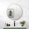 SPECCHIO ROTONDO DA BAGNO CON SUPERFICIE ANTIURTO, IN VETRO E ACCIAIO, Ï70X2.5 CM, COLOR ORO