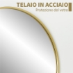 SPECCHIO ROTONDO DA BAGNO CON SUPERFICIE ANTIURTO, IN VETRO E ACCIAIO, Ï70X2.5 CM, COLOR ORO
