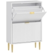 SCARPIERA SLIM PER 12 PAIA DI SCARPE CON 2 CASSETTI A RIBALTA E RIPIANI REGOLABILI, 60X24X91.5 CM, BIANCO