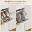 SCARPIERA SLIM PER 12 PAIA DI SCARPE CON 2 CASSETTI A RIBALTA E RIPIANI REGOLABILI, 60X24X91.5 CM, BIANCO